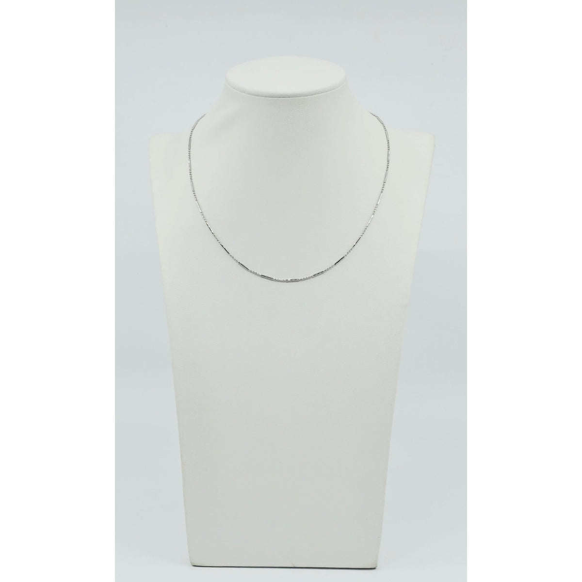 14K White Gold Bead & Bar Link Chain Necklace