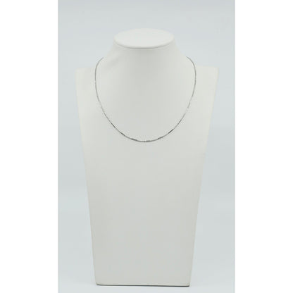 14K White Gold Bead & Bar Link Chain Necklace
