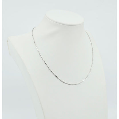14K White Gold Bead & Bar Link Chain Necklace