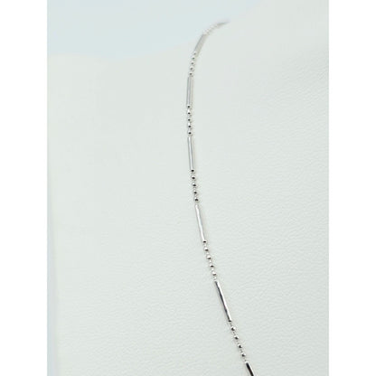 14K White Gold Bead & Bar Link Chain Necklace