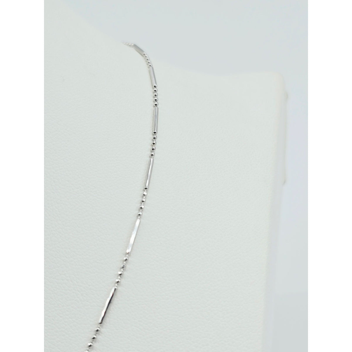 14K White Gold Bead & Bar Link Chain Necklace