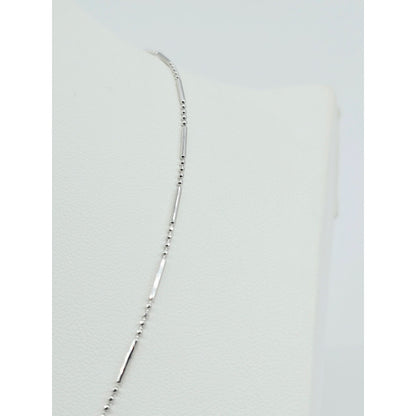 14K White Gold Bead & Bar Link Chain Necklace