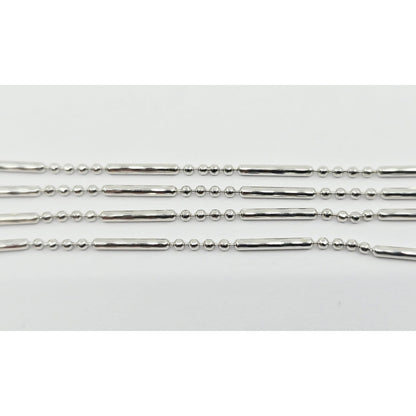 14K White Gold Bead & Bar Link Chain Necklace