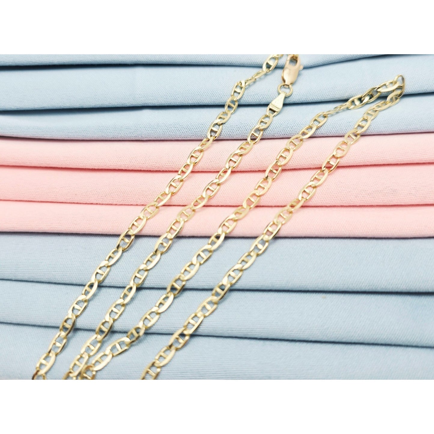 10K Yellow Gold Mariner Link Chain Necklace Italy