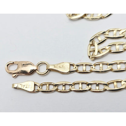 10K Yellow Gold Mariner Link Chain Necklace Italy
