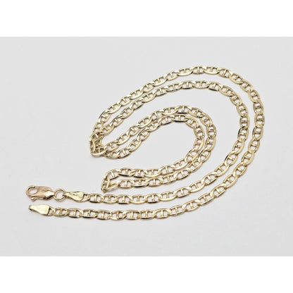 10K Yellow Gold Mariner Link Chain Necklace Italy
