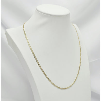 10K Yellow Gold Mariner Link Chain Necklace Italy