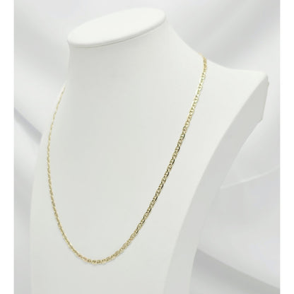 10K Yellow Gold Mariner Link Chain Necklace Italy
