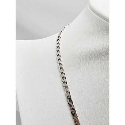 Gucci G Cut Out Round Circle Sterling Silver Charm Pendant Curb Chain Necklace