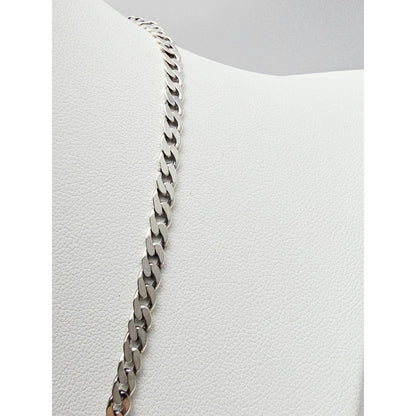 Gucci G Cut Out Round Circle Sterling Silver Charm Pendant Curb Chain Necklace