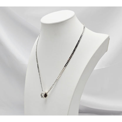 Gucci G Cut Out Round Circle Sterling Silver Charm Pendant Curb Chain Necklace