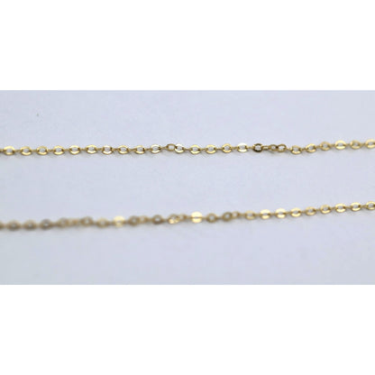 14K Yellow Gold Cursive Love Charm Pendant Cable Link Chain Necklace