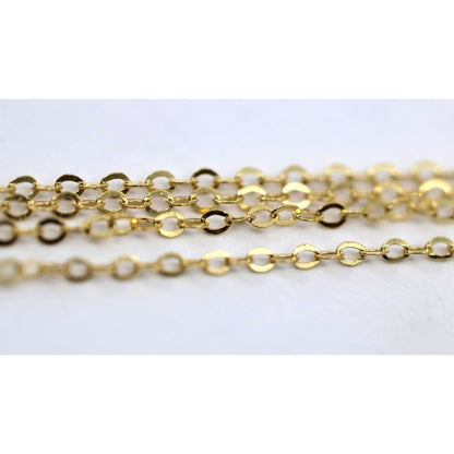 14K Yellow Gold Cursive Love Charm Pendant Cable Link Chain Necklace