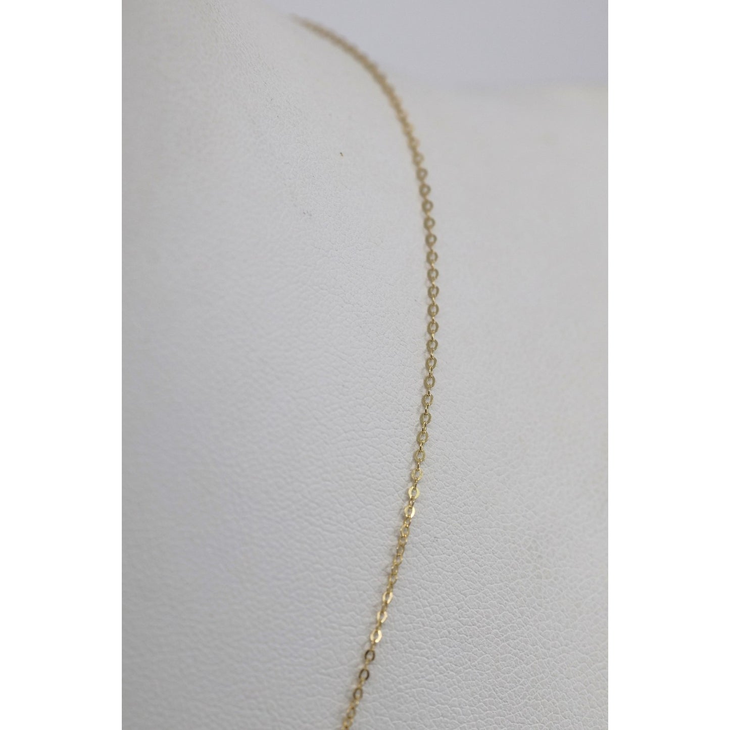 14K Yellow Gold Cursive Love Charm Pendant Cable Link Chain Necklace