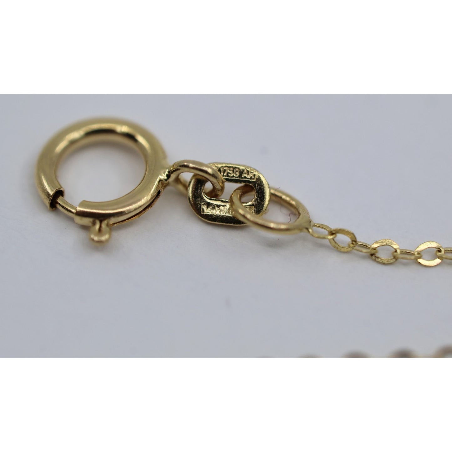 14K Yellow Gold Cursive Love Charm Pendant Cable Link Chain Necklace