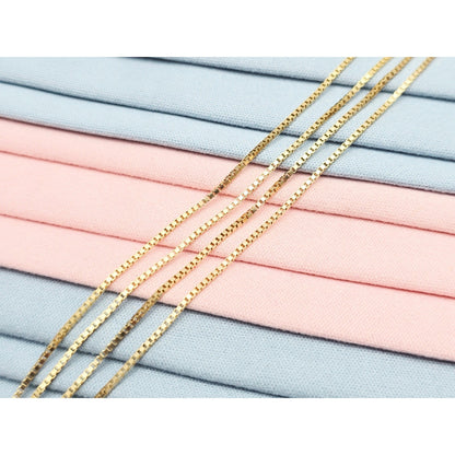 14K Yellow Gold Box Link Chain Necklace Italy