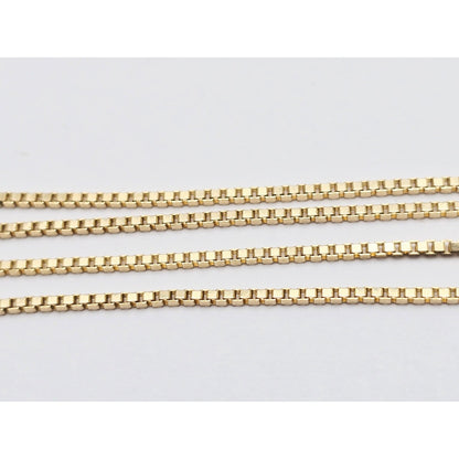 14K Yellow Gold Box Link Chain Necklace Italy