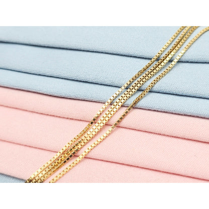14K Yellow Gold Box Link Chain Necklace Italy