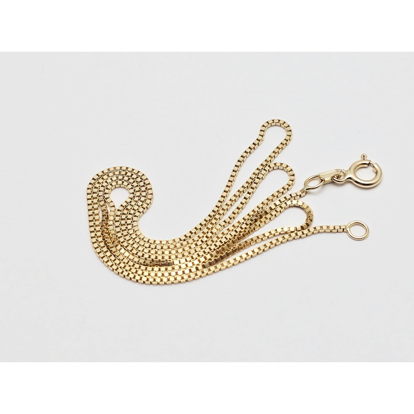 14K Yellow Gold Box Link Chain Necklace Italy