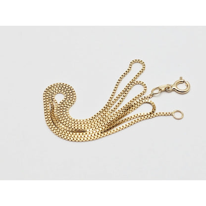 14K Yellow Gold Box Link Chain Necklace Italy