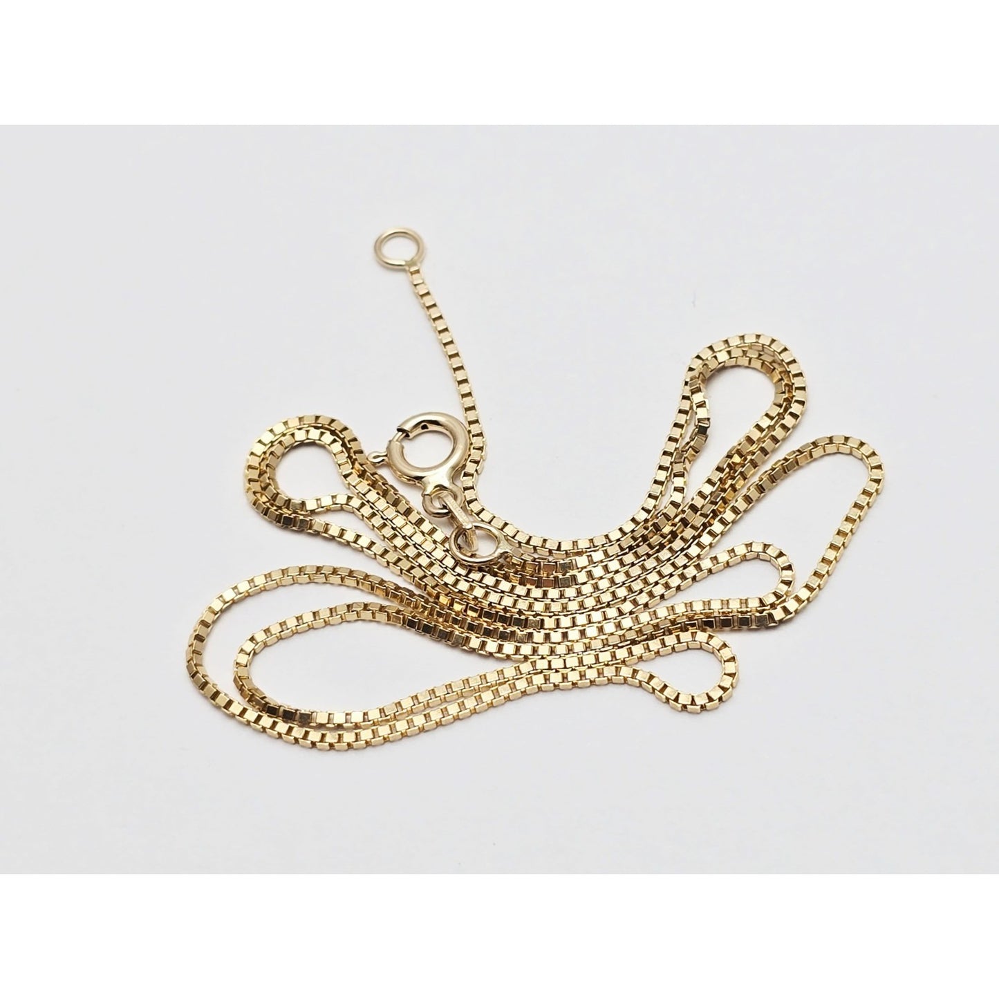 14K Yellow Gold Box Link Chain Necklace Italy