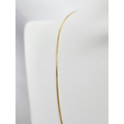 14K Yellow Gold Box Link Chain Necklace Italy