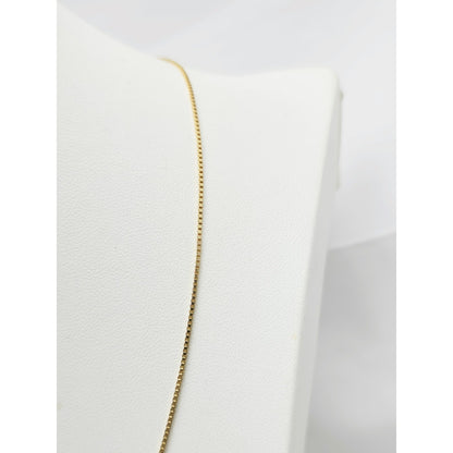 14K Yellow Gold Box Link Chain Necklace Italy