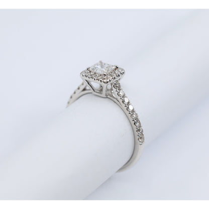 14K White Gold Princess & Round Cut Diamond Engagement Ring