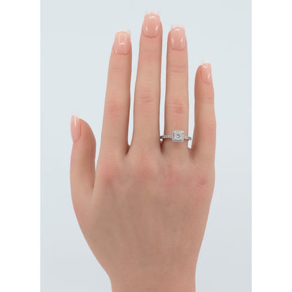 14K White Gold Princess & Round Cut Diamond Engagement Ring