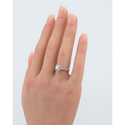 14K White Gold Princess & Round Cut Diamond Engagement Ring