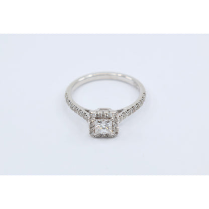 14K White Gold Princess & Round Cut Diamond Engagement Ring