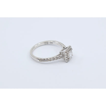 14K White Gold Princess & Round Cut Diamond Engagement Ring