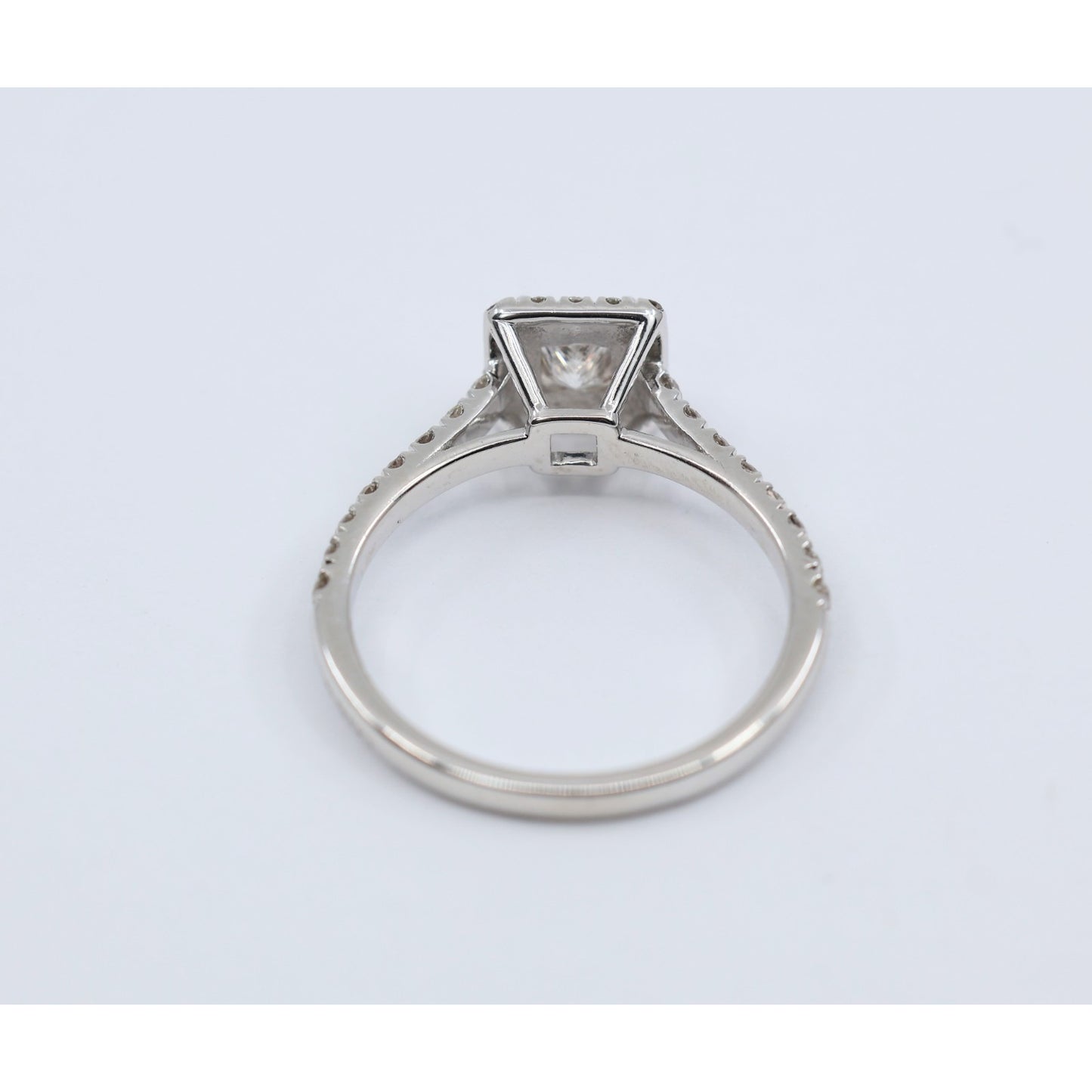14K White Gold Princess & Round Cut Diamond Engagement Ring