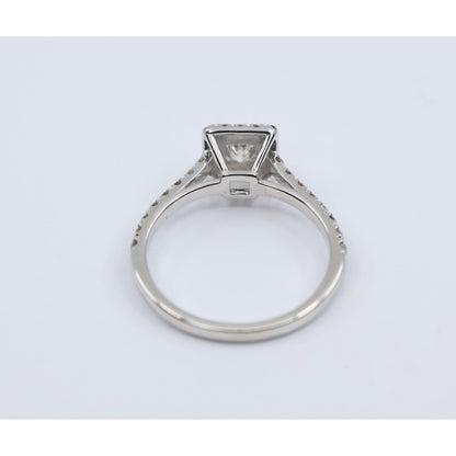 14K White Gold Princess & Round Cut Diamond Engagement Ring