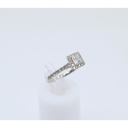 14K White Gold Princess & Round Cut Diamond Engagement Ring