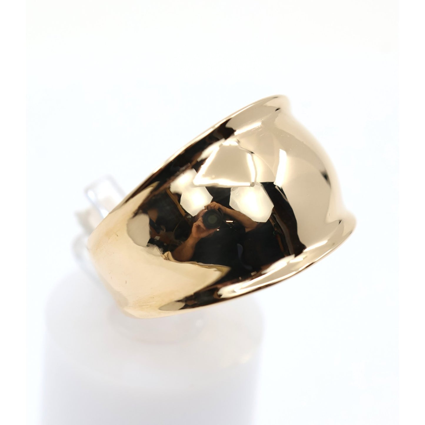 14K Yellow Gold Wide Concave Saddle Cigar Band Ring