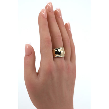 14K Yellow Gold Wide Concave Saddle Cigar Band Ring