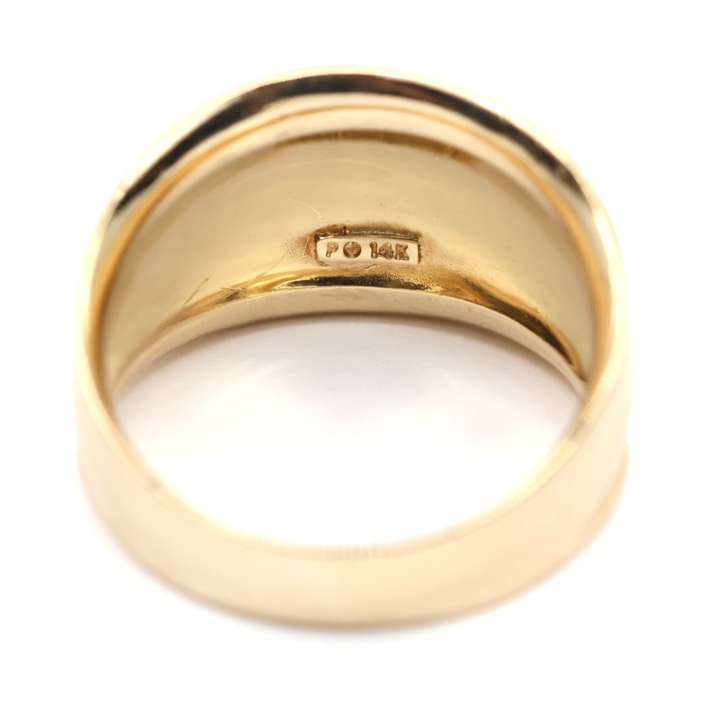 14K Yellow Gold Wide Concave Saddle Cigar Band Ring