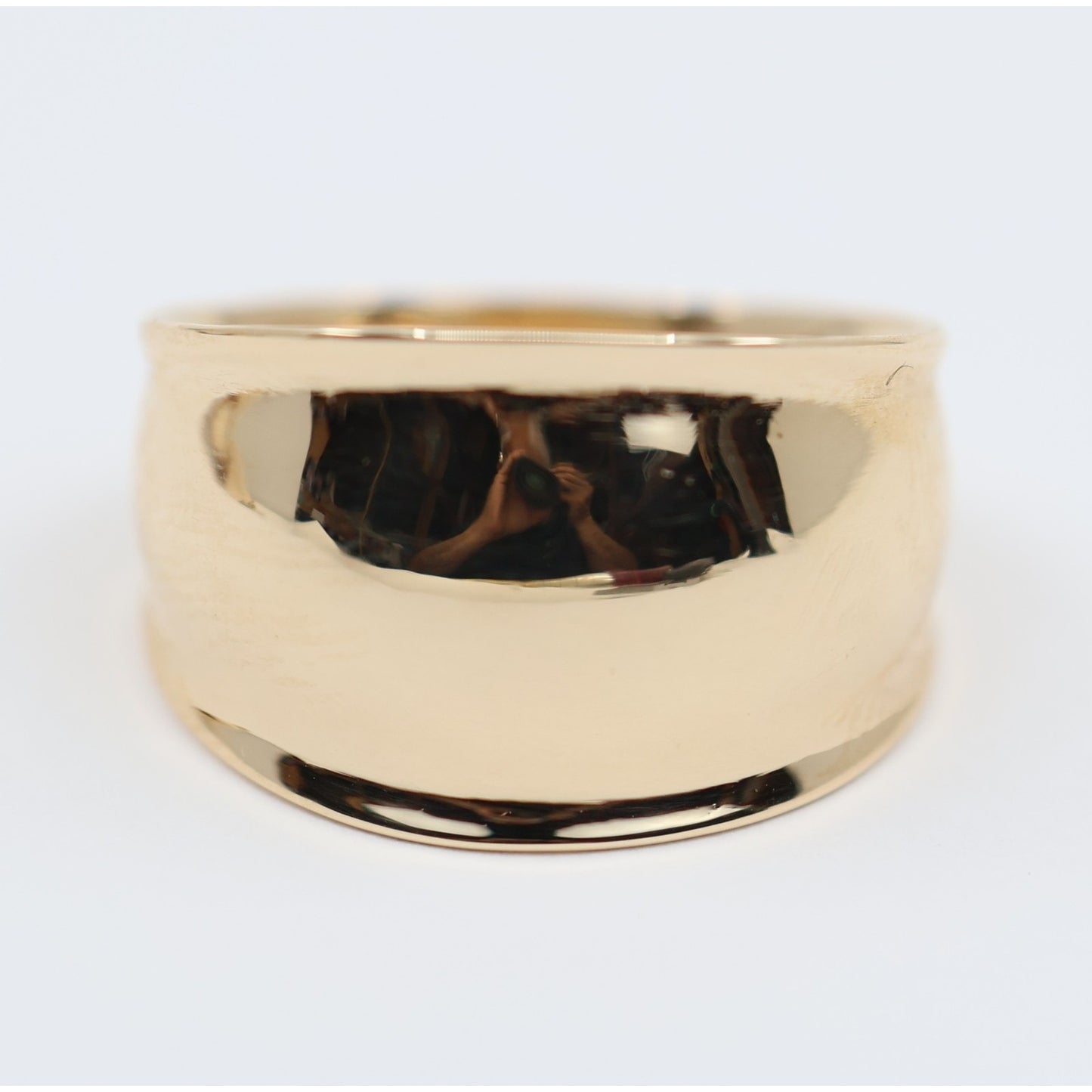 14K Yellow Gold Wide Concave Saddle Cigar Band Ring