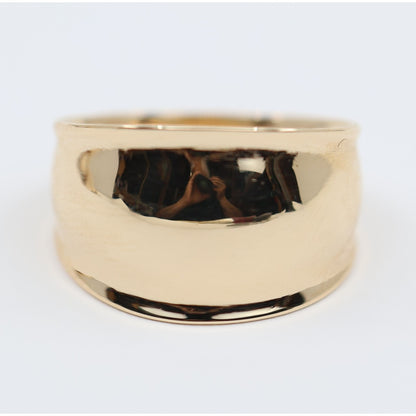14K Yellow Gold Wide Concave Saddle Cigar Band Ring