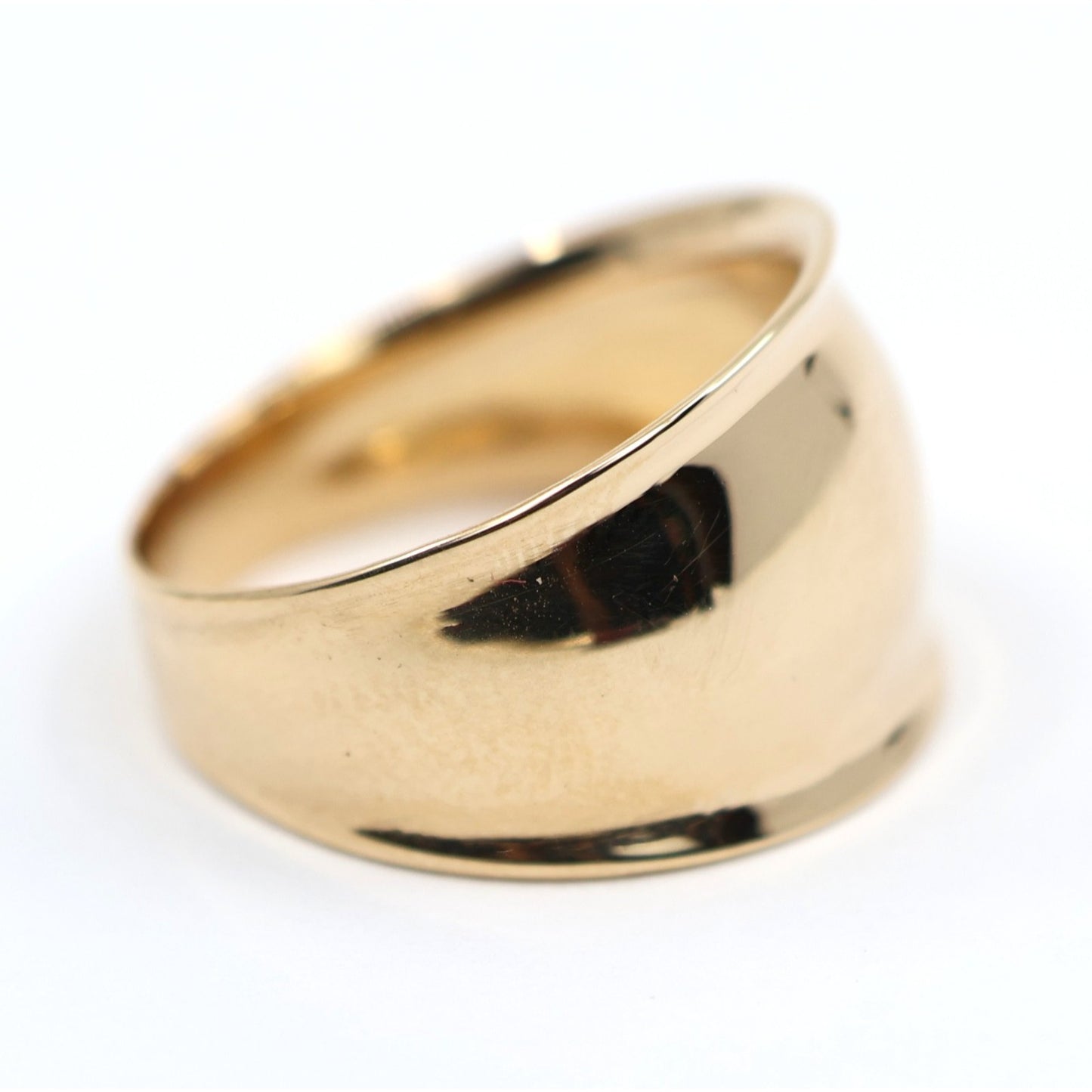 14K Yellow Gold Wide Concave Saddle Cigar Band Ring