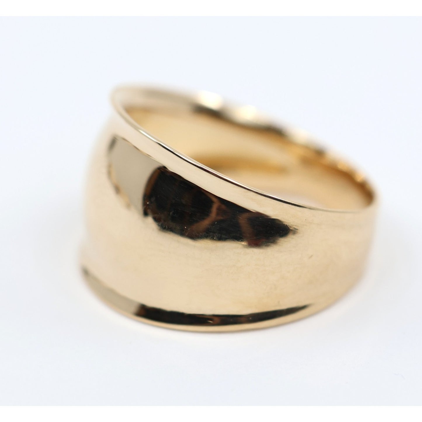 14K Yellow Gold Wide Concave Saddle Cigar Band Ring