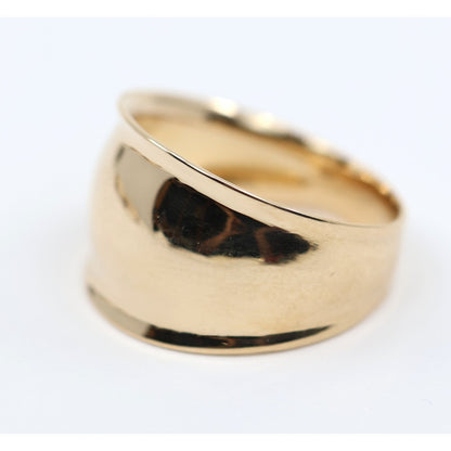 14K Yellow Gold Wide Concave Saddle Cigar Band Ring