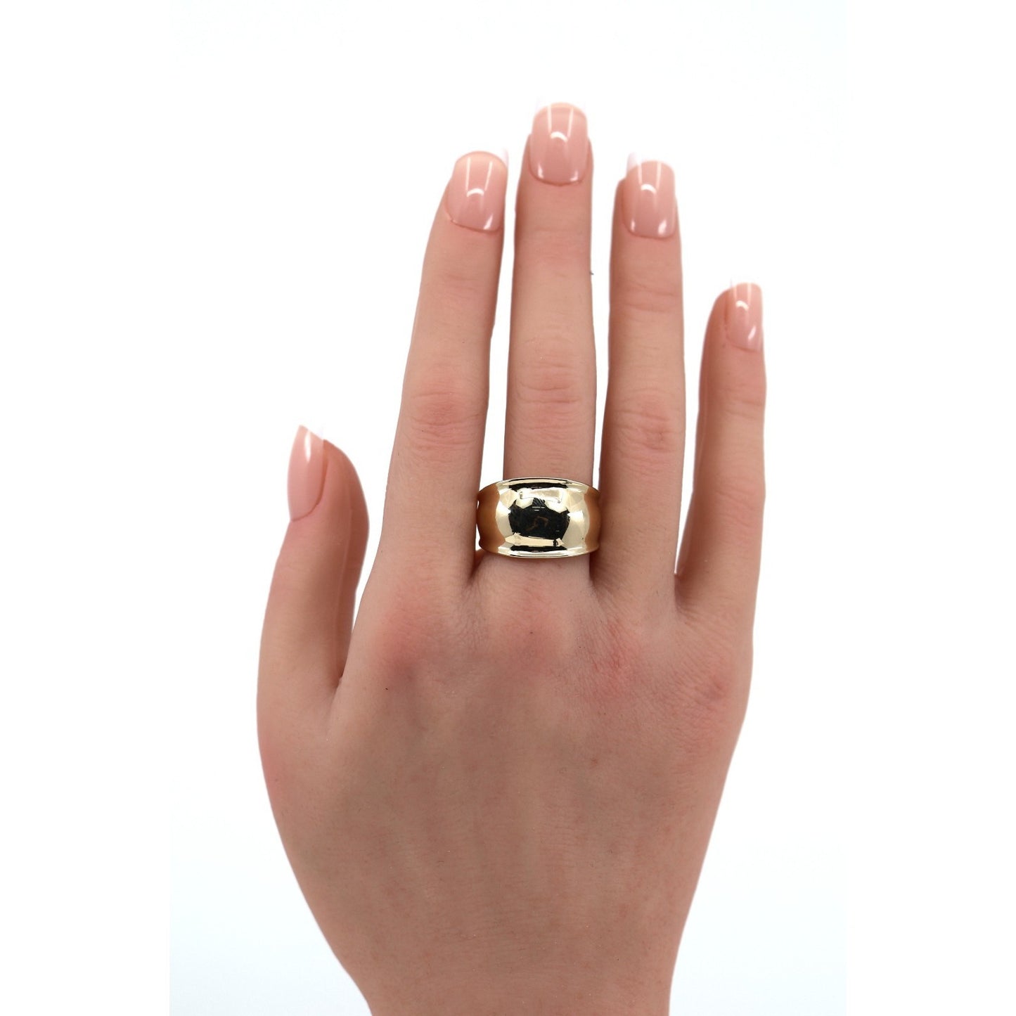 14K Yellow Gold Wide Concave Saddle Cigar Band Ring