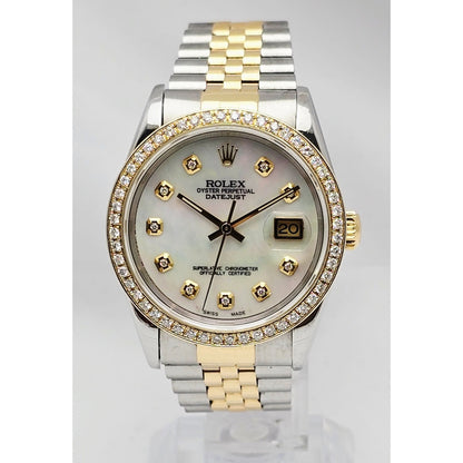 1996 Rolex 16233 36mm Mother of Pearl Dial Diamond Bezel 18K Jubilee & Steel
