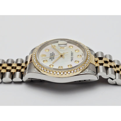 1996 Rolex 16233 36mm Mother of Pearl Dial Diamond Bezel 18K Jubilee & Steel