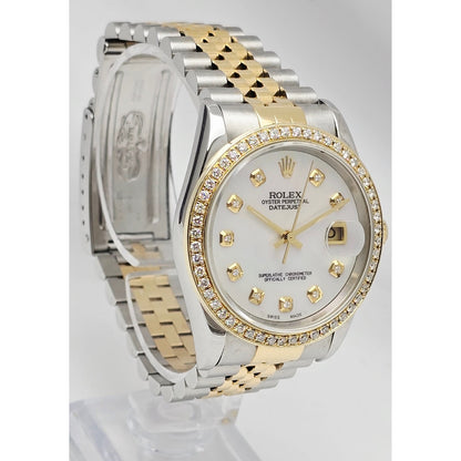 1996 Rolex 16233 36mm Mother of Pearl Dial Diamond Bezel 18K Jubilee & Steel
