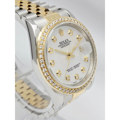1996 Rolex 16233 36mm Mother of Pearl Dial Diamond Bezel 18K Jubilee & Steel
