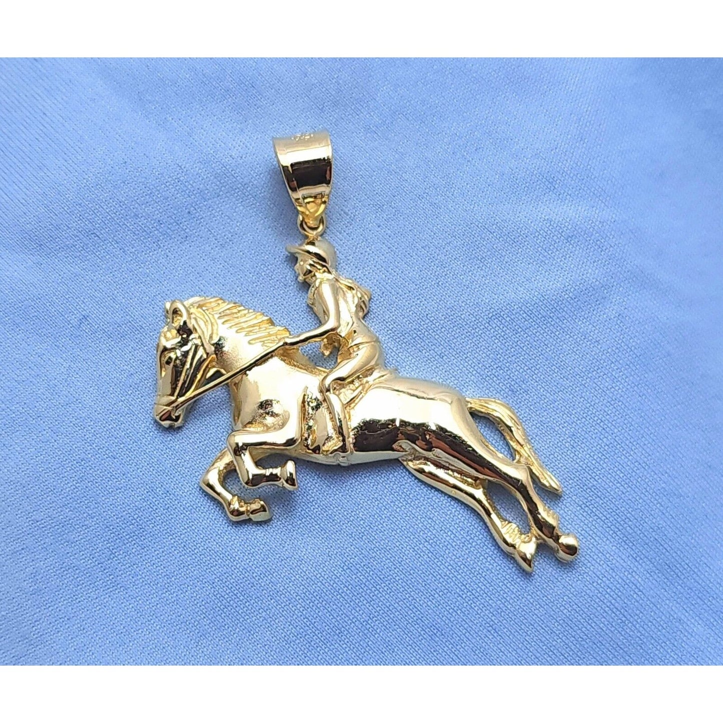 14K Yellow Gold Jockey on Horse Charm Pendant