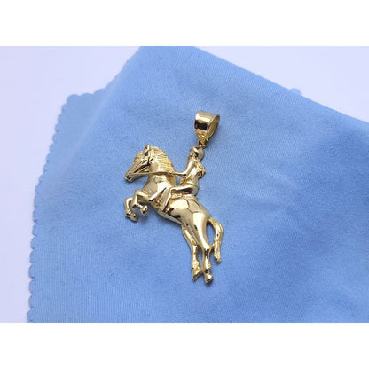 14K Yellow Gold Jockey on Horse Charm Pendant